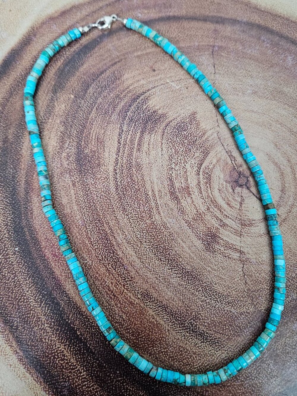 Sterling Silver Turquoise 16" Heishi Bead Necklace
